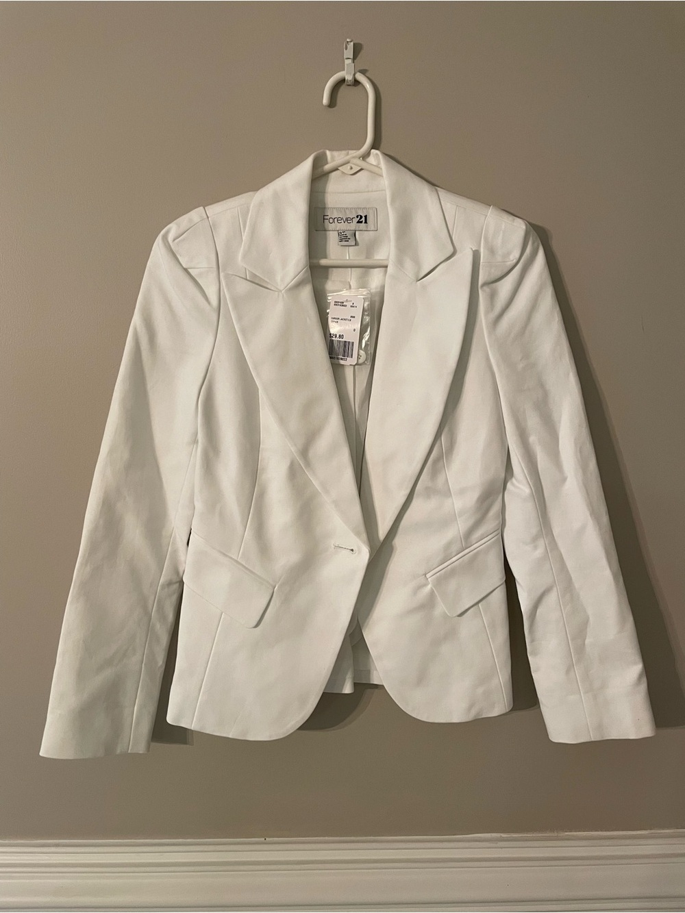 NWTs Forever 21 White Fitted Single-Button Blazer